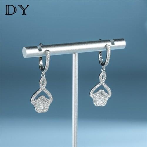 DY 925 Sterling Sliver Earring CZ Flower Drop Dangle Elegant Unique Creative Earring For Female Fashion Accessories Jewelry
