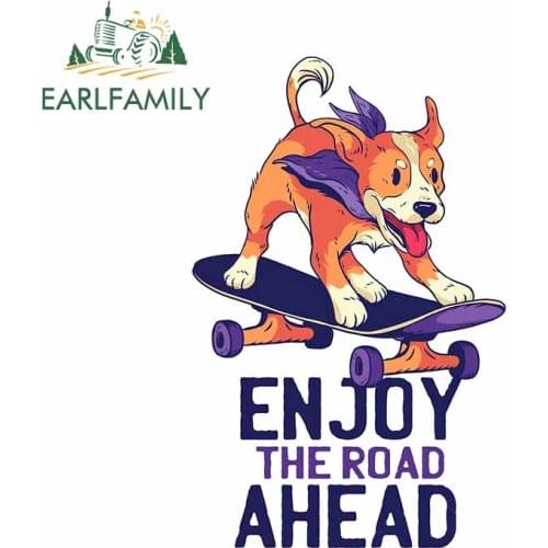 EARLFAMILY 13cm x 8.5cm For Skating Dog Motorcycle Car Stickers DIY Car Accessories Decal Surfboard Cartoon Graphics Decor