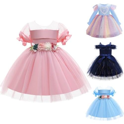 Girls Tutu Tulle Dress Rainbow Princess Kids Party Dress Children Christmas Halloween Costumes For Wedding Birthday Party