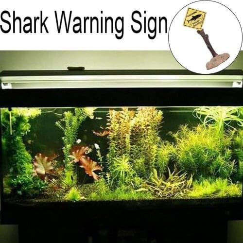 Resin Aquarium Decoration Ornaments Artificial Shark Warning Sign Landscaping Accessories For Fish Tank Aquarium Background