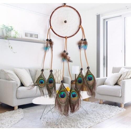 Fumigation natural peacock feathers Dreamcatcher car pendant Wedding decoration home decoration pendant