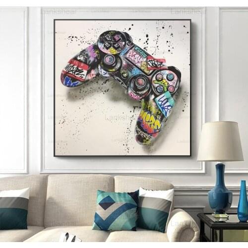 Graffiti Art Gamepad Canvas Art Posters and Prints Abstract Game Handle Canvas Painting On The Wall for Kids Room Decor Picture