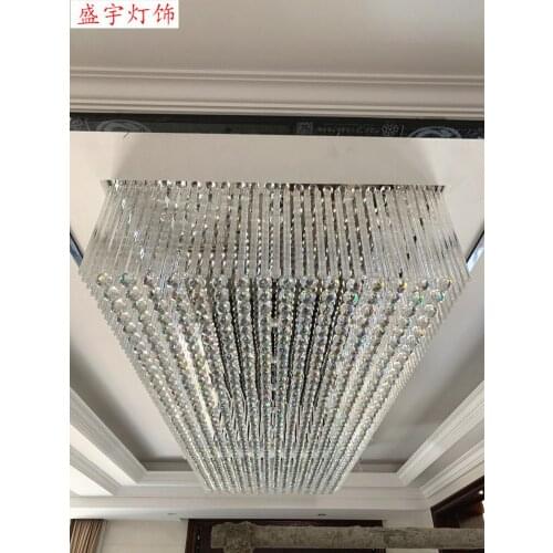 Hotel rectangular hall crystal lamp villa living room lobby corridor aisle engineering lamp custom ceiling lamp