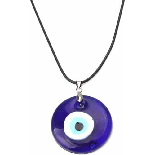 Exquisite Blue Glass Evil Eye Round Pendants Necklace Fashion Men Women Charms Necklace Accessories Creative Party Jewelry Gift
