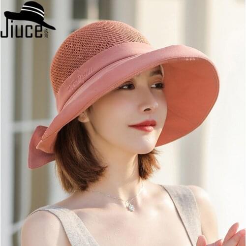 Counters quality knit top stitching bow large along the sunshade cloth cap female han edition style outdoor sun hat