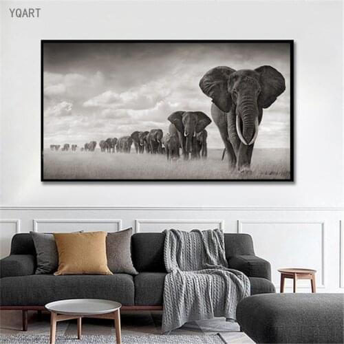 Large Size African Lion Elephant Canvas Paintings Wall Art Posters and Prints Modern Animals Art Pictures for Home Living Room