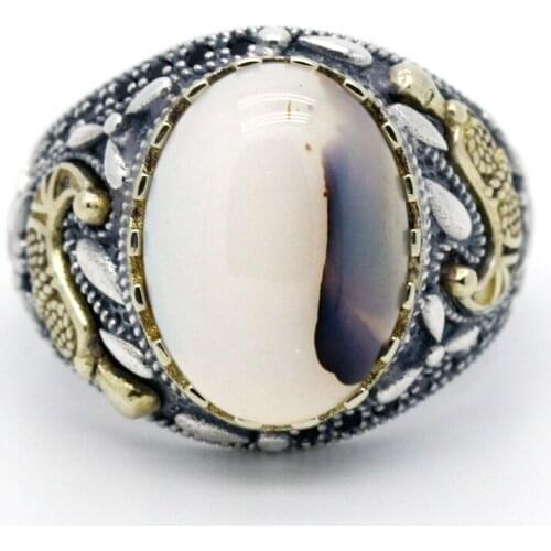 New style 925 sterling silver agate stone male and female ring spinel Turkish handmade jewelry ring