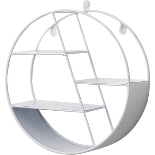 Wrought Iron Stand Wall Art Decoration Floating Shelves Shelf Hexagon With Gold Metal Frame Modern Chic Style Storage Rack