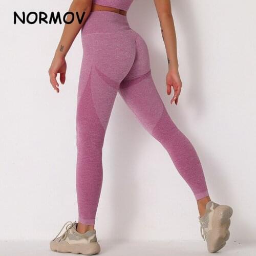 NORMOV Womens Seamless Leggings Yoga Pants High Waist Gym Workout New Leggings Belly Sexy Fitness Running Sports Butt Lifting