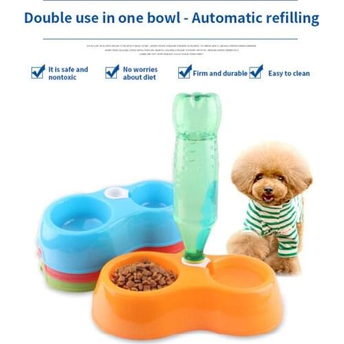 Pet Dog Water Bottle Cat Bowl Automatic Drinking Fountain Feeder Puppy Double Bowls Feeding Dispenser for Dogs Pet Supplies