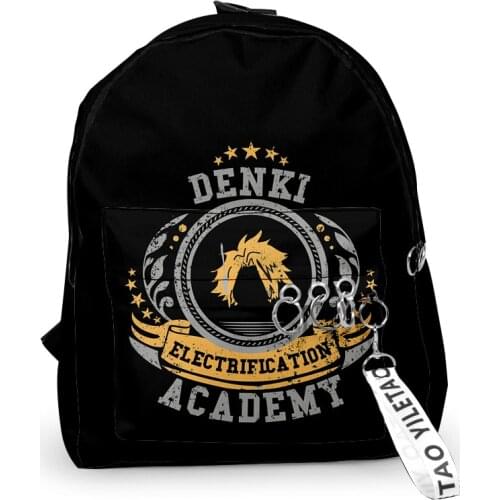 Denki Kaminari Fashion Oxford Fabric One Shoulder Keychain Backpack Printed Casual Student School Bag
