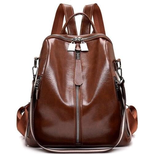 Mochila 3 in 1 Fashion Women Backpack Female Shoulder Bag High Quality Leather School Backpack For Teenage Girls Sac A Dos Femme