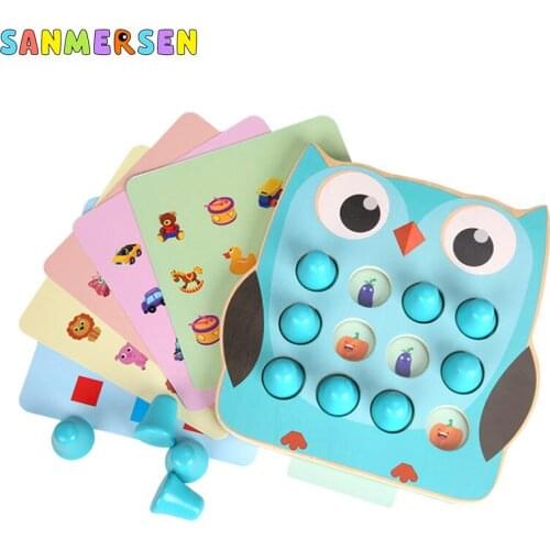 Montessori 2-In-1 Kids Memory Training Puzzle Matching Games Cartoon Wooden Puzzle Early Development Toy For Children Gifts