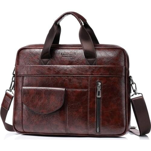 2021 New Mens Handbag Large Capacity Briefcase Retro PU Mens Shoulder Bag Diagonal Bag Computer Handbag Hand Bags Leather Bag