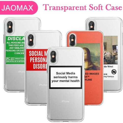 Jaomax Soft Silicon Social Media Phone Case For iPhone 11 7 8 Plus 6S Xs Max Xr 5s SE Funny Mona Lisa Cover
