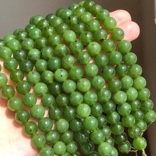 Natural Genuine Canada Green Jades Stone Beads Round Loose Spacer Beads 7.5 Inch For Jewelry Making Diy Bracelet 6 8 10 12MM