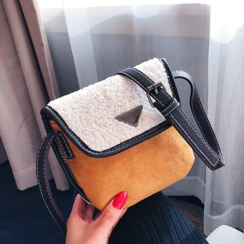 Winter new Korean women simple plush bag female fashion bucket bag toteswild plush shoulder crossbody Messenger Bags