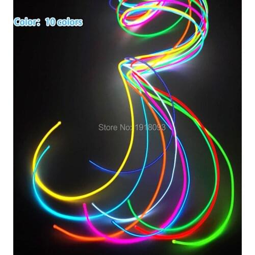 New 1Meter 4pieces 10 colors Choice 2.3mm flexible EL wire rope tube Neon glowing LED Strip Toys for Party House decoration