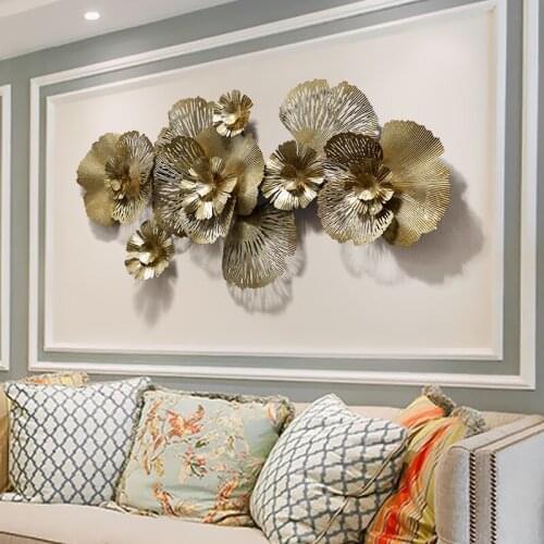 New Chinese 3D living room wall decoration sofa background wall pendant creative simple metal light luxury home decoration