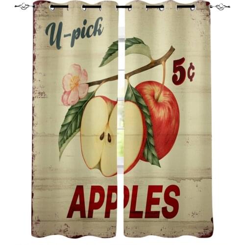 Fruit Wood Grain Retro Rustic Window Curtains for Living Room Bedroom Kitchen Modern Curtains Home Decoration Drapes Blinds