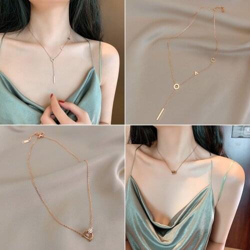 Stainless Steel Necklace Female Digital Butterfly Clavicle Necklace Net Red Temperament Simple New Sweater Chain