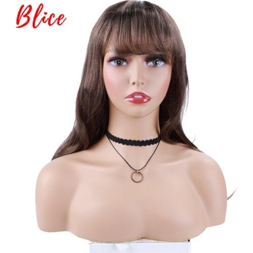 Blice 24Inch Long Natural Wave Curly Mixed Color 4/27 Hair Wig Blonde Heat Resistant Synthetic Daily For Women 60cm With Bang