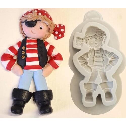 Pirate Sugar Buttons Moulds Fondant Cakes Decor Tools Silicone Molds Sugarcraft Chocolate Baking Tools For Cakes Gumpaste Form