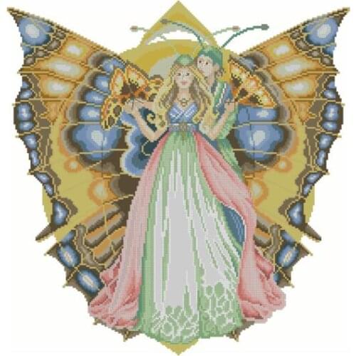 Pn-0021619 Butterfly Lovers Cross Stitch Set Cross-stitch Kit Embroidery Needlework Craft Packages Cotton Fabric Floss