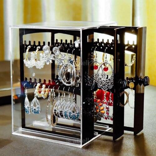 Transparent Jewelry Storage Box Earring Display Stand Storage Box Organizer Drawer Storage Rack Necklace Jewelry Display Cabinet