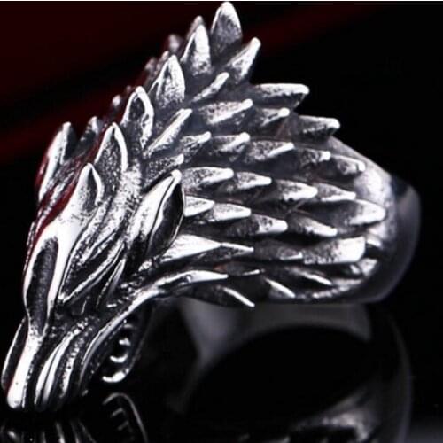 Retro Simple Personality Ice Primary Wolf Ring Fashion Domineering Mens Punk Ring Trend Mens Hip Hop Motorcycle Party Jewelry