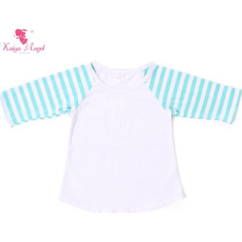 2018 Girl Shirts Icing Raglan Shirts Solid Stripe Print Girls Boys Blouses Raglans Top T shirt Girl Clothes Cotton Wholesale