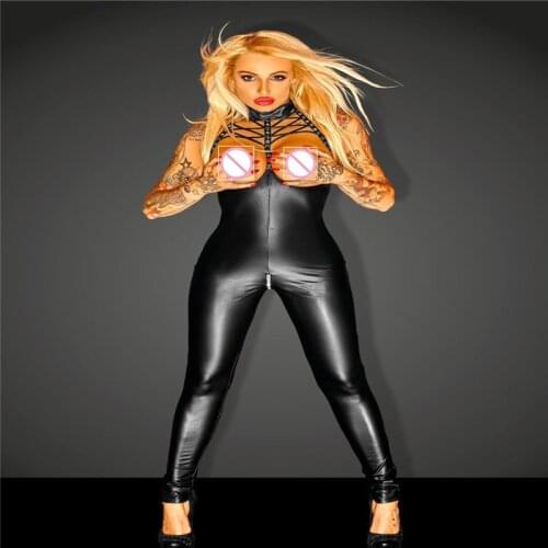 Hot Sexy Lady Women Patent Leather Sexy Lingerie Thong Nightdress Uniforms Nightclub Clothing latex bodysuit langeri erotica