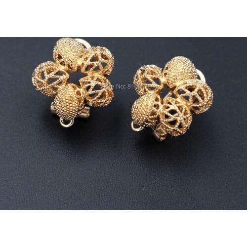 Earrings Post with Loop Hanger Filigree Flower Base DIY Retro Metal Clip Stud Earrings Jewelry Findings 19mm 10 Pairs