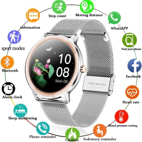 LIGE 2020 New Smart Watch Women Physiological Heart Rate Blood Pressure Monitoring For Android IOS Waterproof Ladies Smartwatch