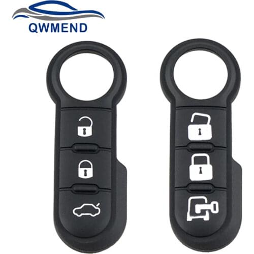 BHKEY 3 Buttons Smart Car Key for Fiat 500 Panda Abarth Punto 2PCS Car Remote Key Rubber Button Pad