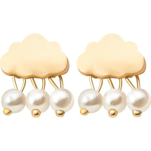 2020 Elegant Pearl Cloud Dangle Earring for Women Statement Water Drop Tassel Earrings Gold Color Trendy Wedding Jewelry Party