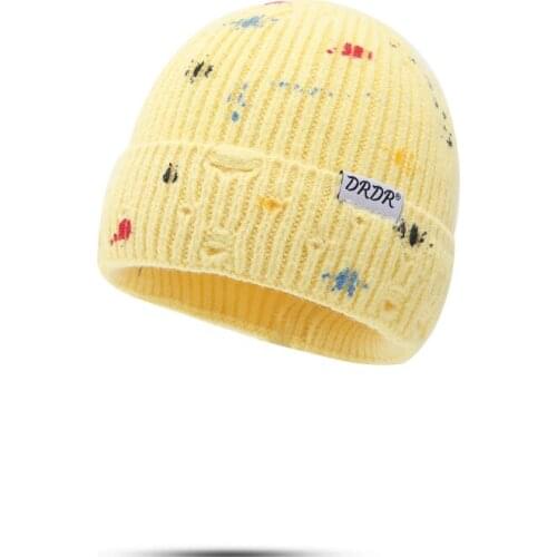 Girls Winter Harajuku Women Skullies Knitted Fashion Warm Thick Hat Autumn Hip Hop Hole Beanies Unisex Basic Cap 6 Colors