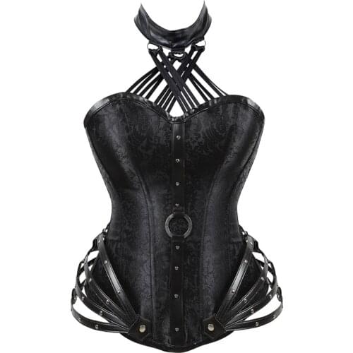 Womens Corset Sexy Gothic Style Steampunk Clothing Steel Boned Zipper Corset Top Blouse Bustier Slimming Body Black Red S-6XL