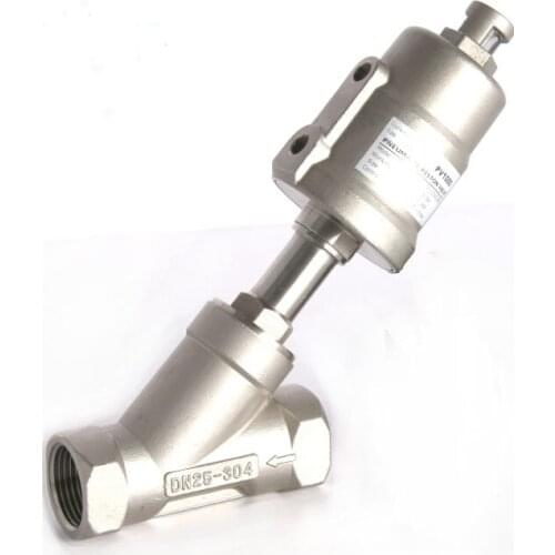 1 inch 2/2 Way single acting stainless steel angle seat valve normally closed pneumatic angle seat valve 63mm actuator