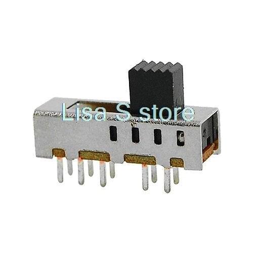 10Pcs x SS24E01-GG5/G6 5mm 6mm Knob Height PCB 10 Pin 4 Position 2P4T DP4T Mini Vertical Slide Switch 0.3A 50V DC