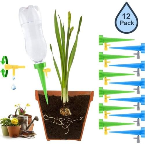 12pcs Drip Irrigation System Plant Waterers DIY Automatic Drip Water Spikes Taper Watering Plants Houseplant Spike Dripper