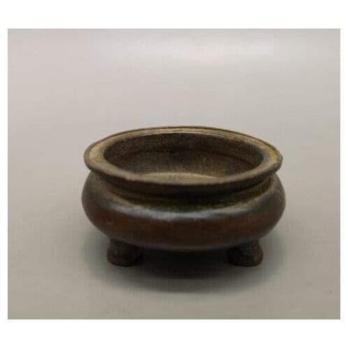 3" xuande mark Chinese old antique bronze three feet Incense Burner C3