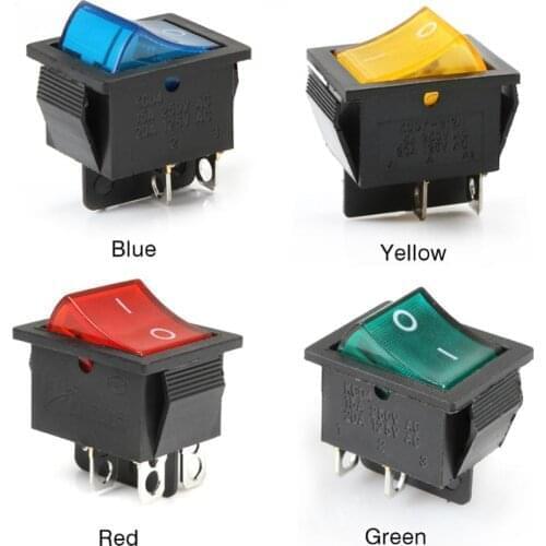 4pcs/set Red Light Illuminated 4 Pin DPST ON/OFF Snap in Rocker Switch 15A 250V KCD4 201N KCD2