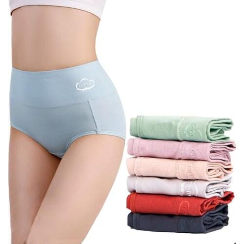 4pcs/lot female underwear Graphite antibacterial cotton briefs high waist ladies cotton postpartum belly high waist women panty
