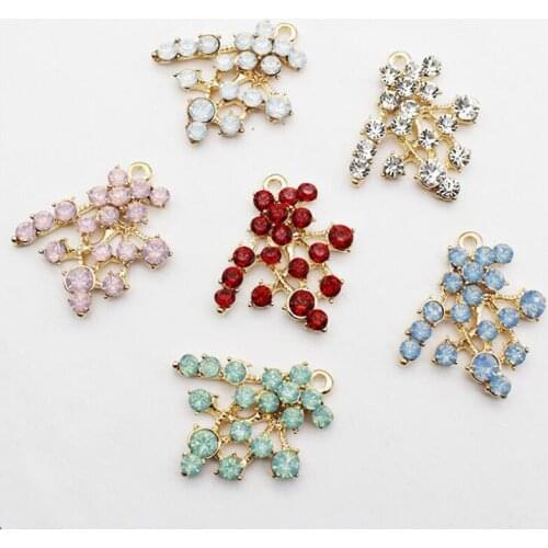 50pcs Branches Pendant Crystal Rhinestone Appliques strass Flatback Key Chain Necklace Earrings Vintage Hairpin Hair Clip Decor