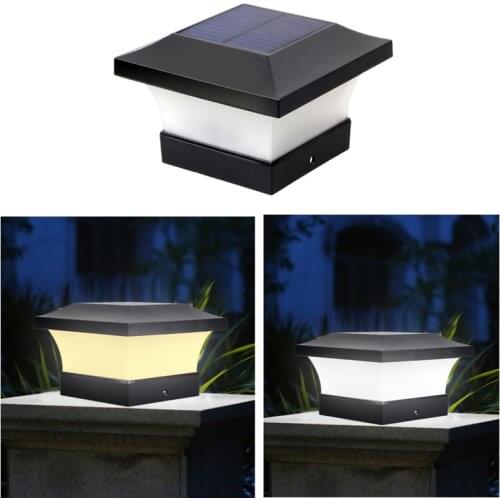 6LED Solar LED Post Lights Solar Power Fence Light IP65 Waterproof Square Black Landscape Post Cap Lamp Column Lamp Garden Decor