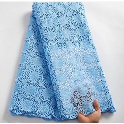 African Lace Fabric 2021 High Quallity Lace Blue Guipure Sequins Sewing Embroifery Fabrics 5 Yards Dresses For Womem Party A2543