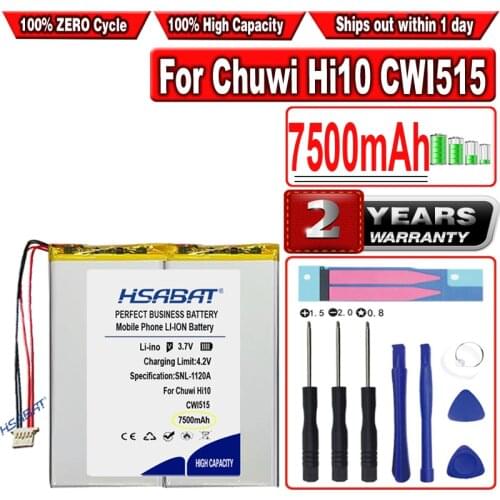 HSABAT 7500mAh Battery for Chuwi Hi10 CWI515 Tablet PC Accumulator 4 Wire Plug
