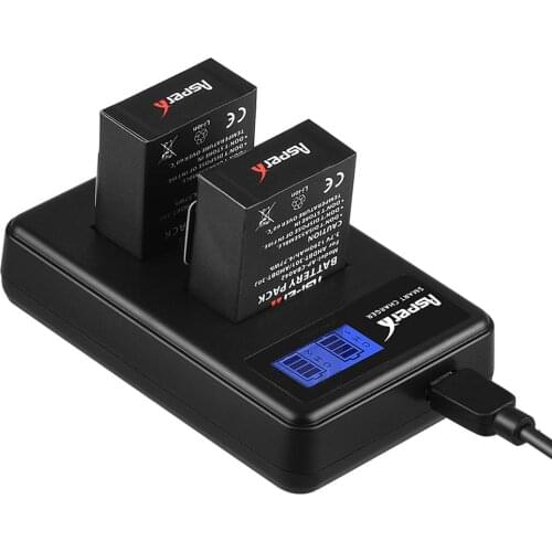 AsperX 2pc Camera Batteries for GoPro Hero3 Gopro Hero 3 hero3 3+ Battery+LCD Dual Charger for GoPro HERO3 black Action Cameras