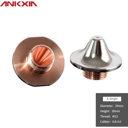 ANKXIA OEM Amada Laser Nozzle Single Double Layers Dia 25mm Caliber 0.8-4.0mm For Fiber Laser Cutting Head